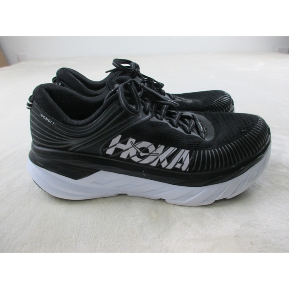 HOKA One One Bondi 7 Women's Running Shoes Size 9D Wide Sneakers Black White - Picture 5 of 16
